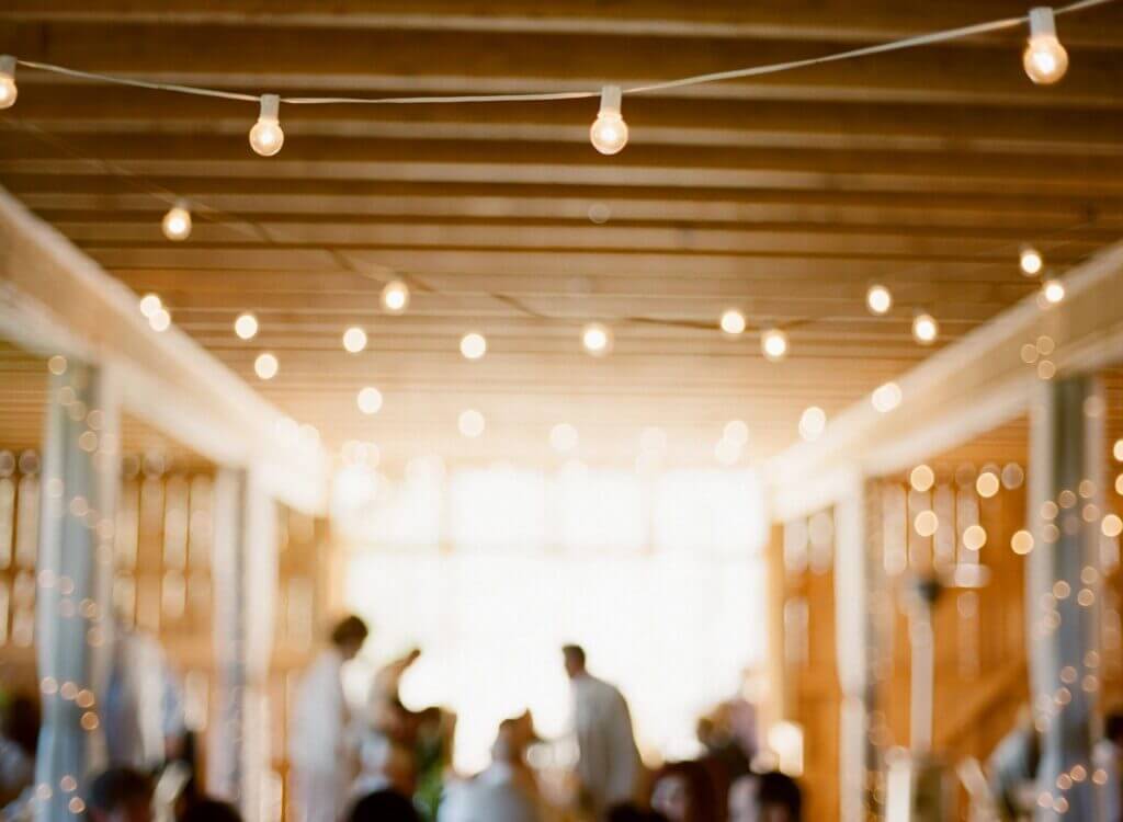 Casino party decorations with string lights, Milwaukee event setup